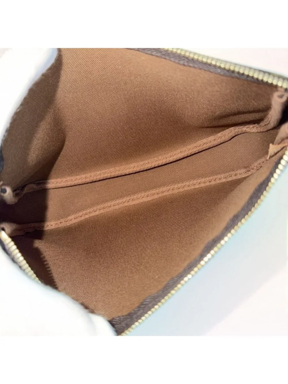 Louis Vuitton Big Handbag Pochette Soir Monogram Canvas Brown Gold